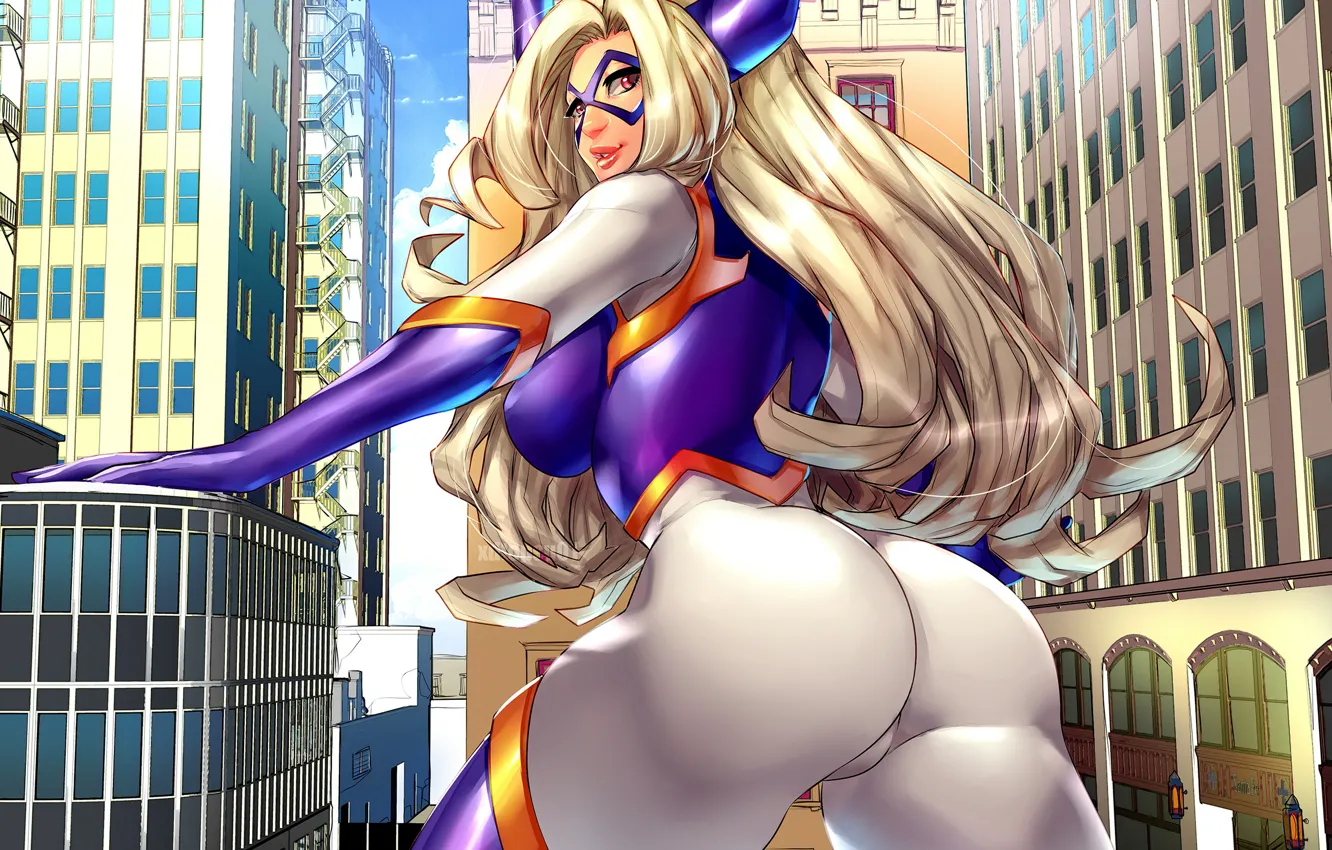 Photo wallpaper girl, the city, giant, Boku no Hero Academy, My hero Academy, My Hero Academia