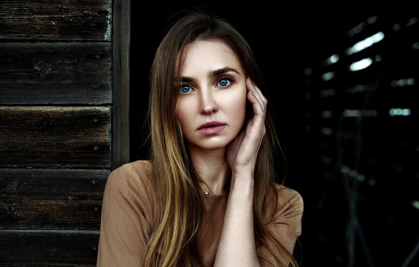 Photo wallpaper look, face, pose, model, portrait, hands, makeup, hairstyle