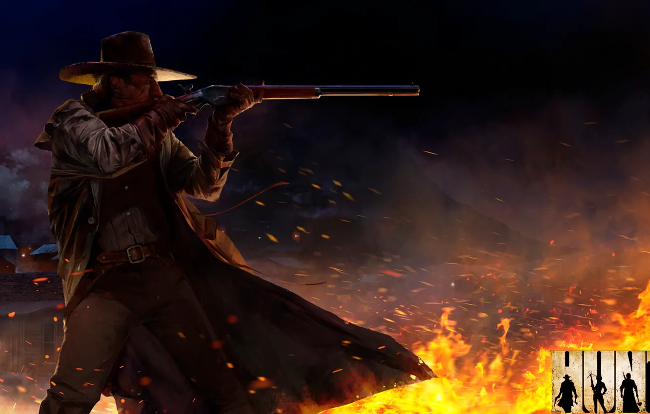 Photo wallpaper fire, flame, shot, shoots, shooter, hunter, Hunt Showdown