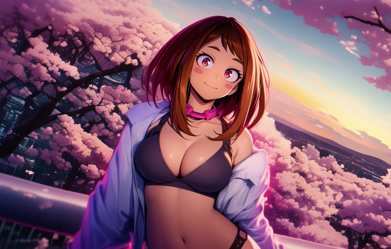 Photo wallpaper swimsuit, anime, art, wallpaper, jacket, My hero Academy, Ochako Uraraka, My Hero Academia