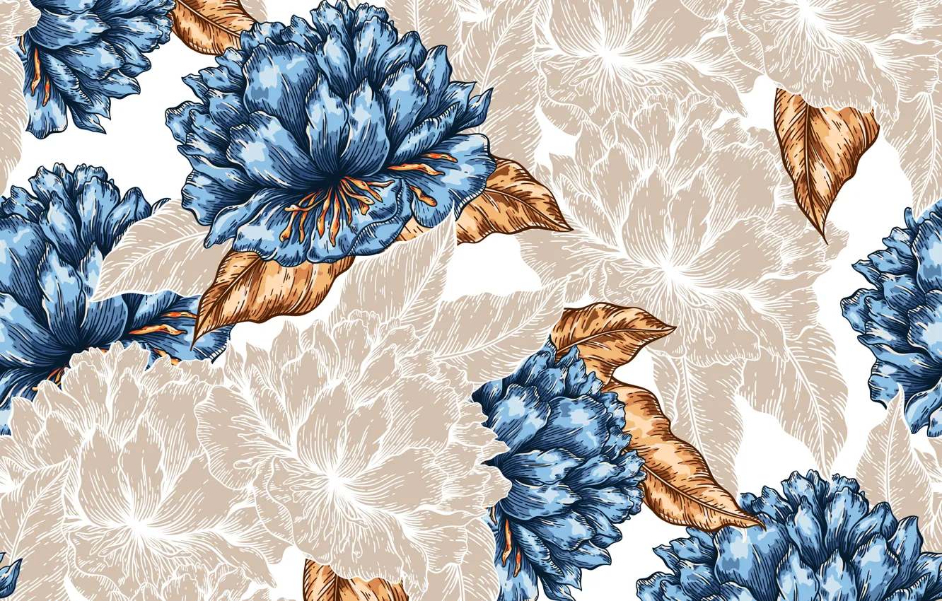 Photo wallpaper flowers, pattern, pattern, floral, seamless, seamless