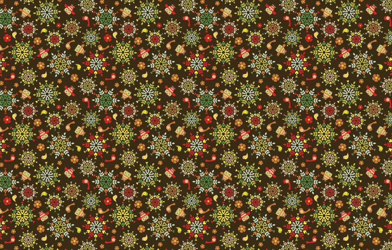 Photo wallpaper snowflakes, owl, pattern