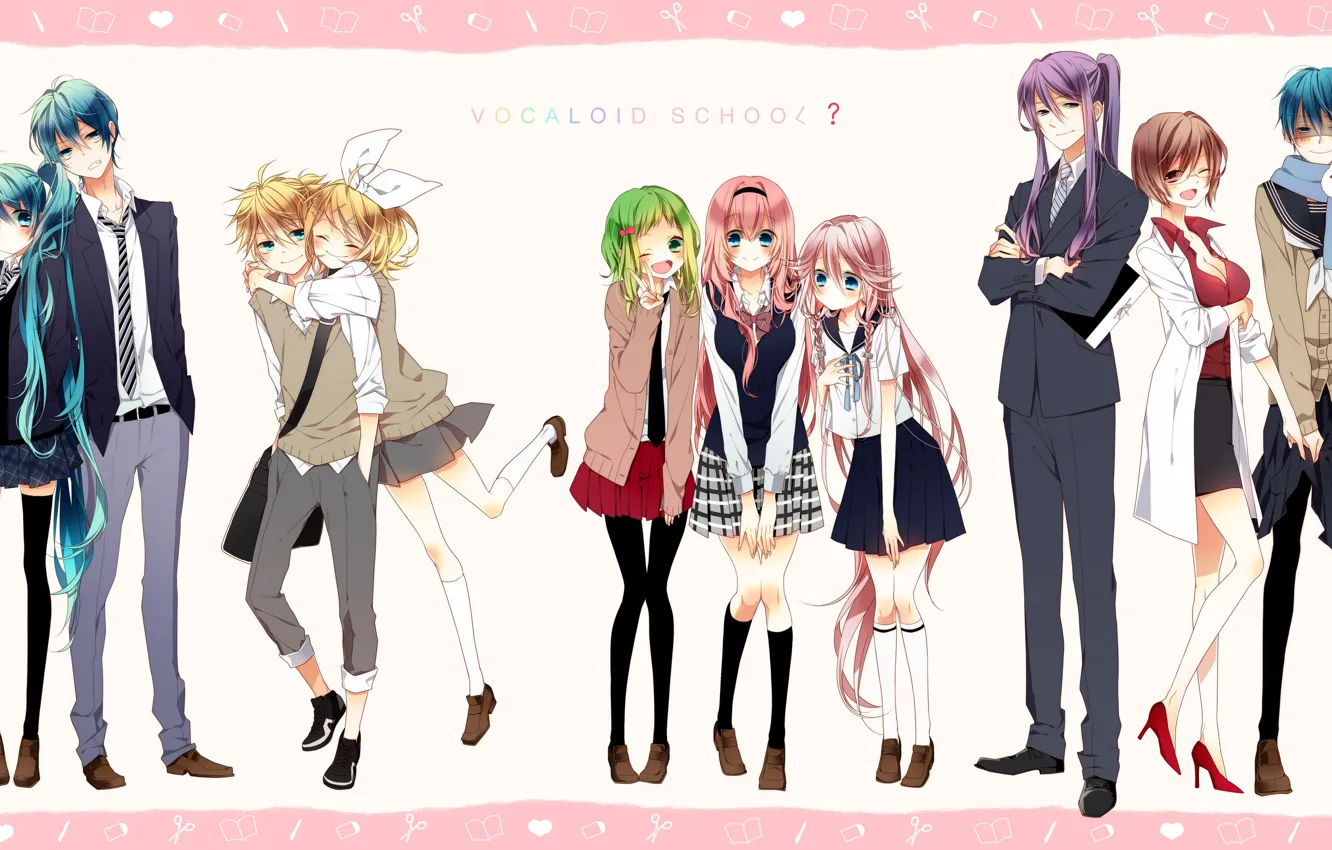 Photo wallpaper background, anime, art, Vocaloid, Vocaloid, characters, couples