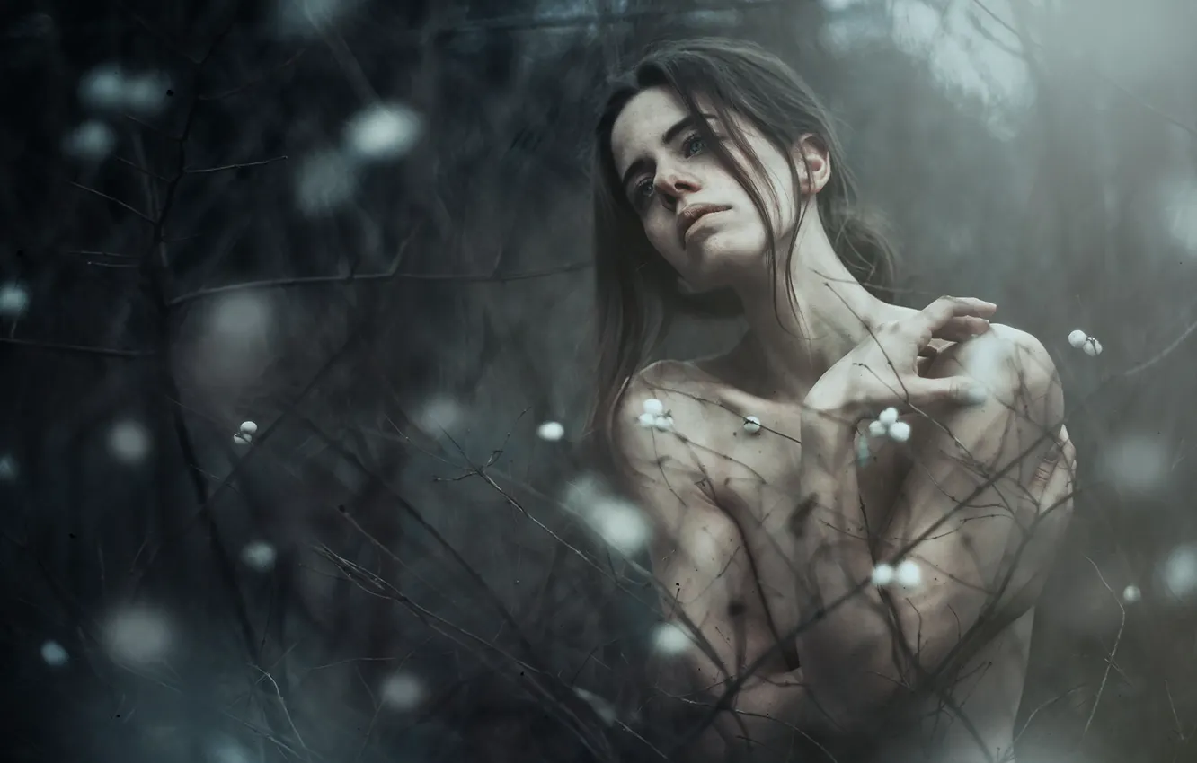 Photo wallpaper girl, nature, background