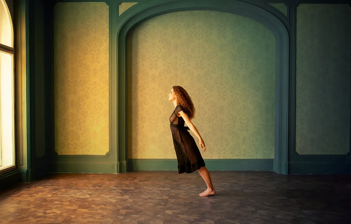 Photo wallpaper chest, void, girl, pose, wall, Wallpaper, tilt, negligee