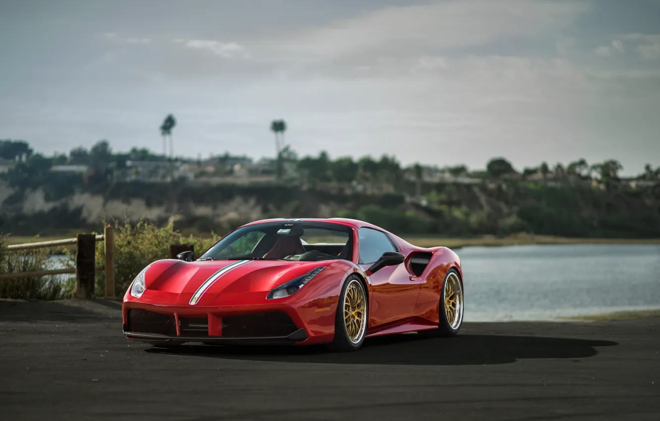 Photo wallpaper Ferrari, Carbon, Tune, Fiber, 488, Ceramic, Floor Dealership