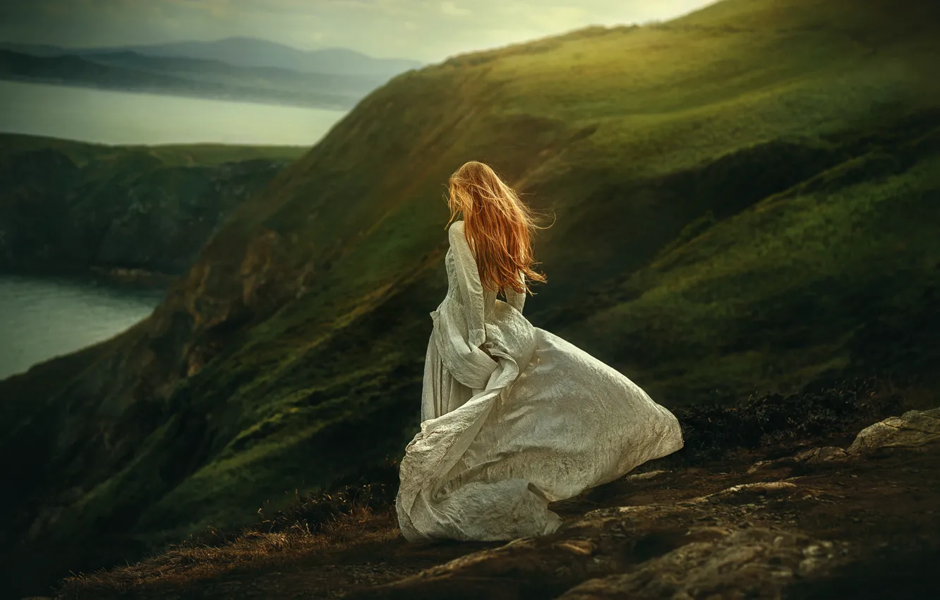 Photo wallpaper girl, nature, dress, Highlands, TJ Drysdale