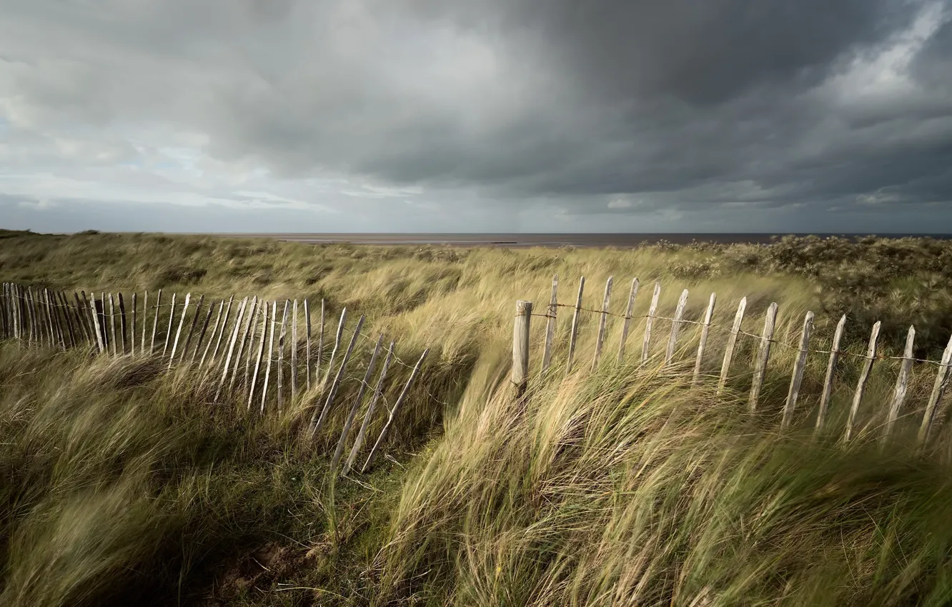 Photo wallpaper sea, shore, the fence