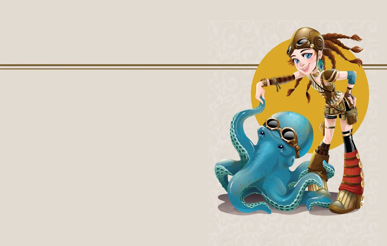Photo wallpaper mood, art, octopus, girl, steampunk, kelleeart, octo dance
