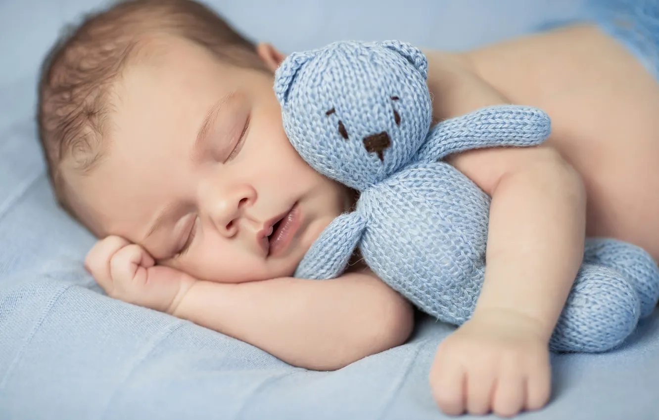 Photo wallpaper toy, child, sleeping, baby, toys, sleep, hands, infants
