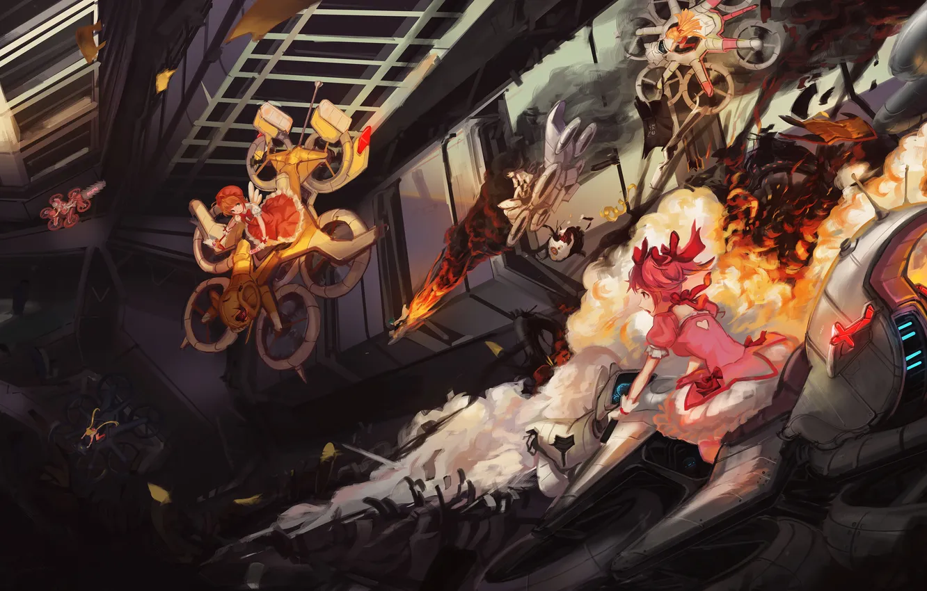 Photo wallpaper anime, art, Card Captor Sakura, mahou shoujo madoka magica, homura akemi, madoka kaname, doomfest, kinomoto …