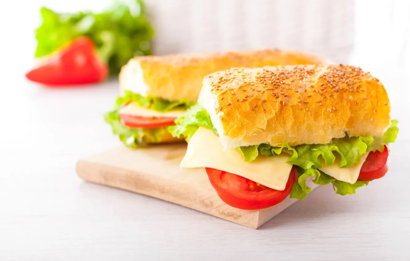 Photo wallpaper food, cheese, vegetables, fast food, buns, sandwiches