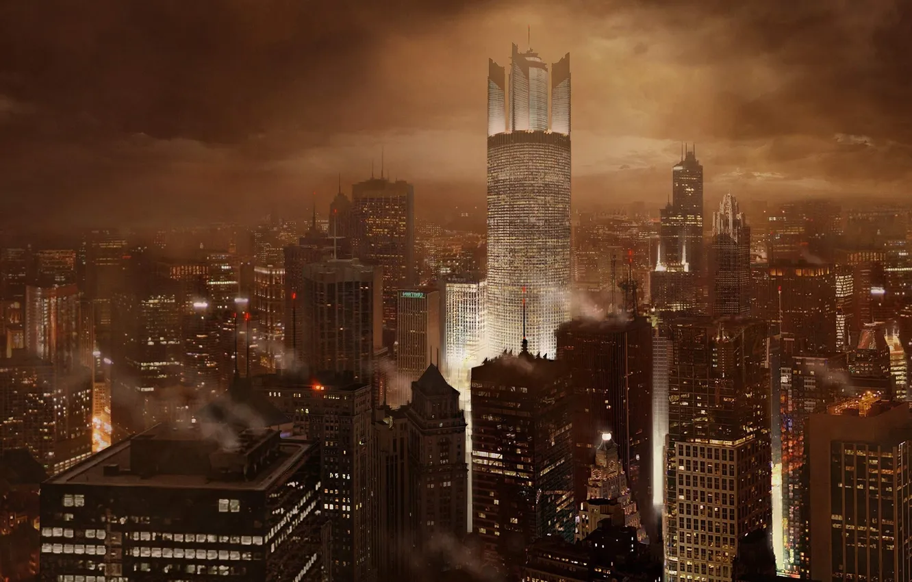 Photo wallpaper the city, lights, necoho