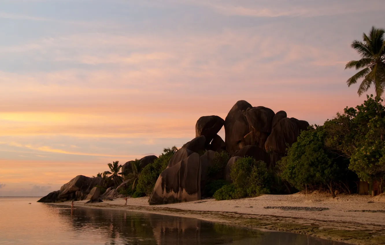 Photo wallpaper beach, nature, the ocean, stay, the evening, relax, Seychelles, exotic