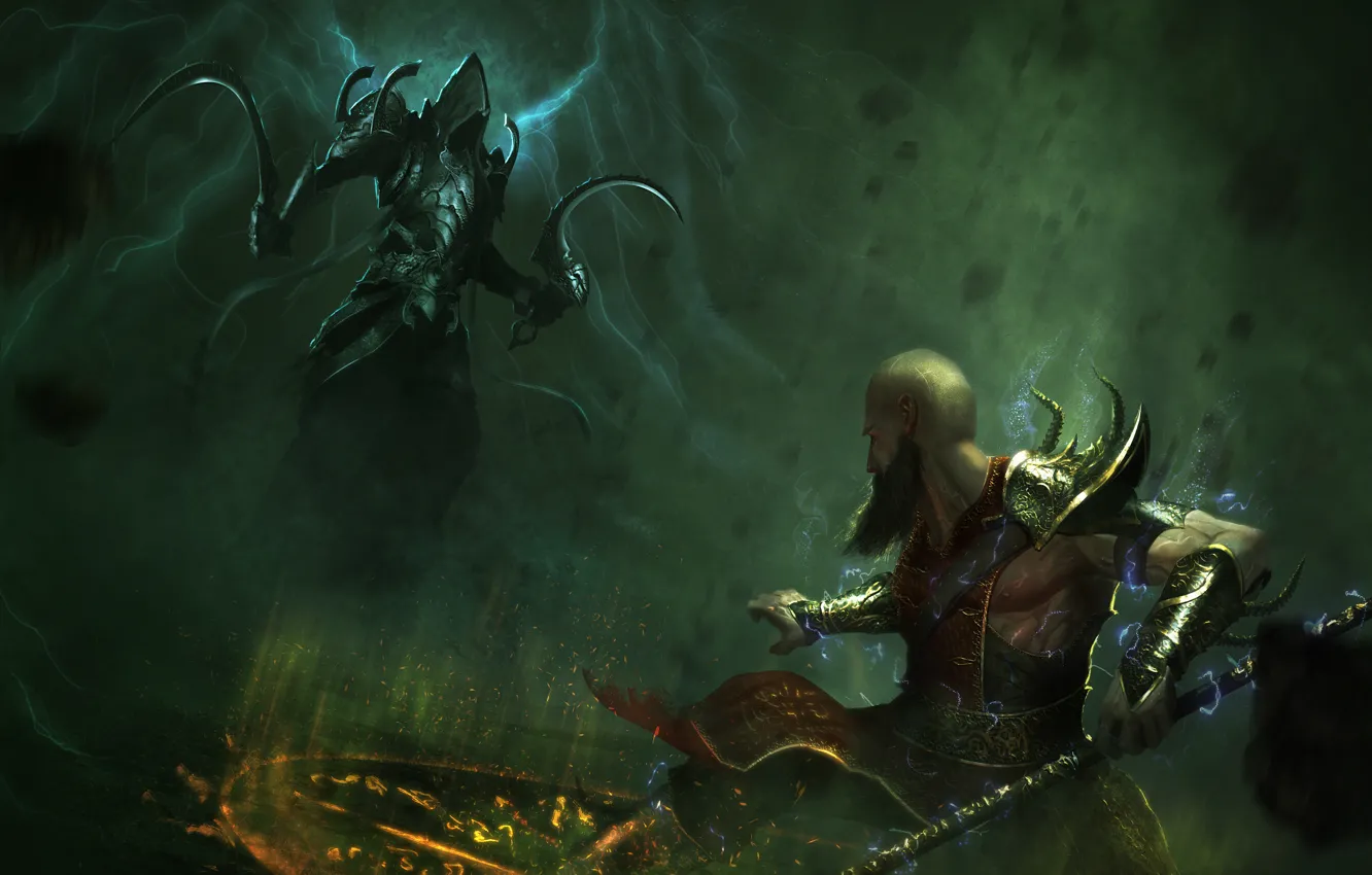 Photo wallpaper Diablo 3, art, monk, Malthael