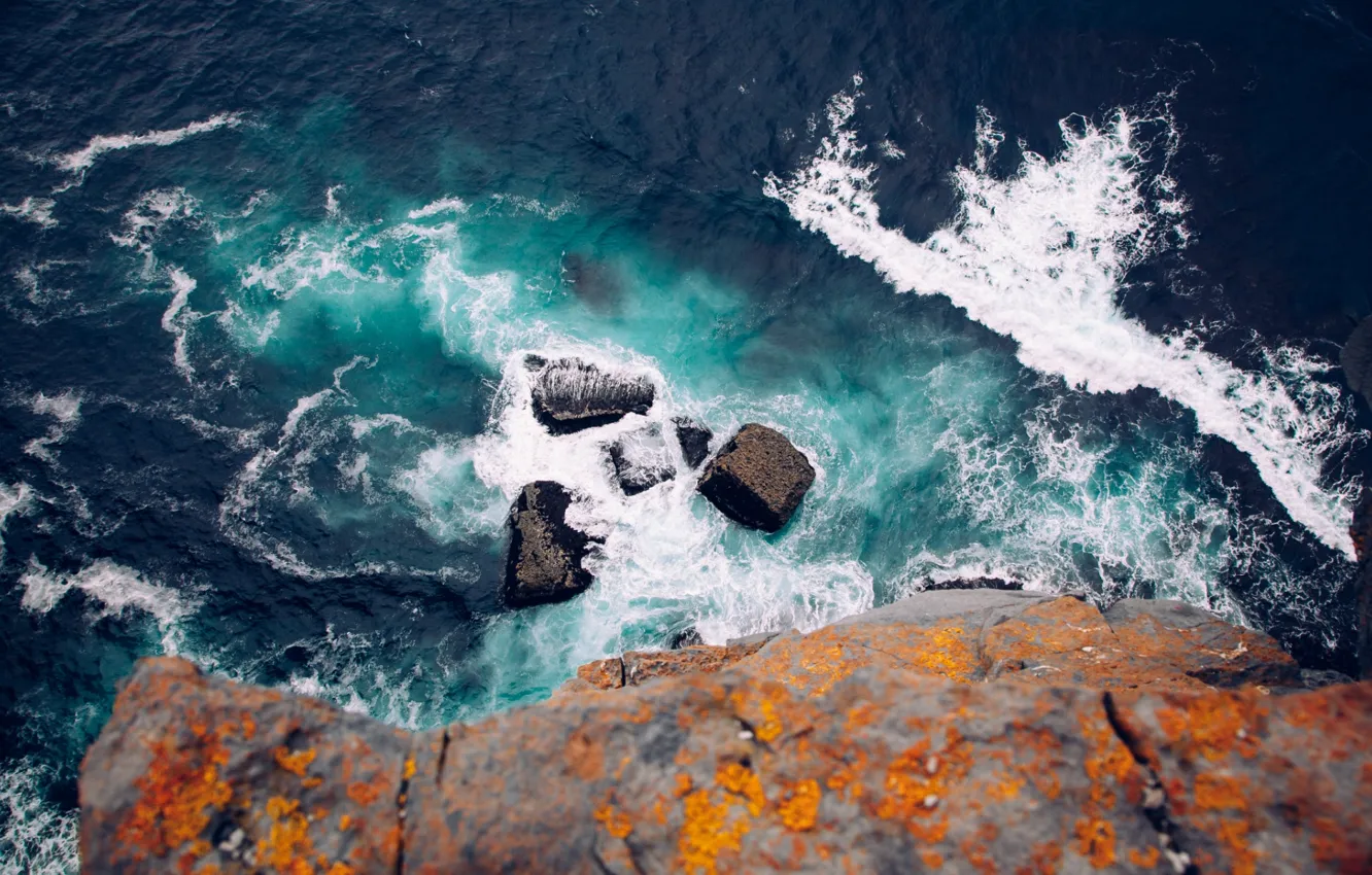Photo wallpaper sea, wave, stones, Ireland