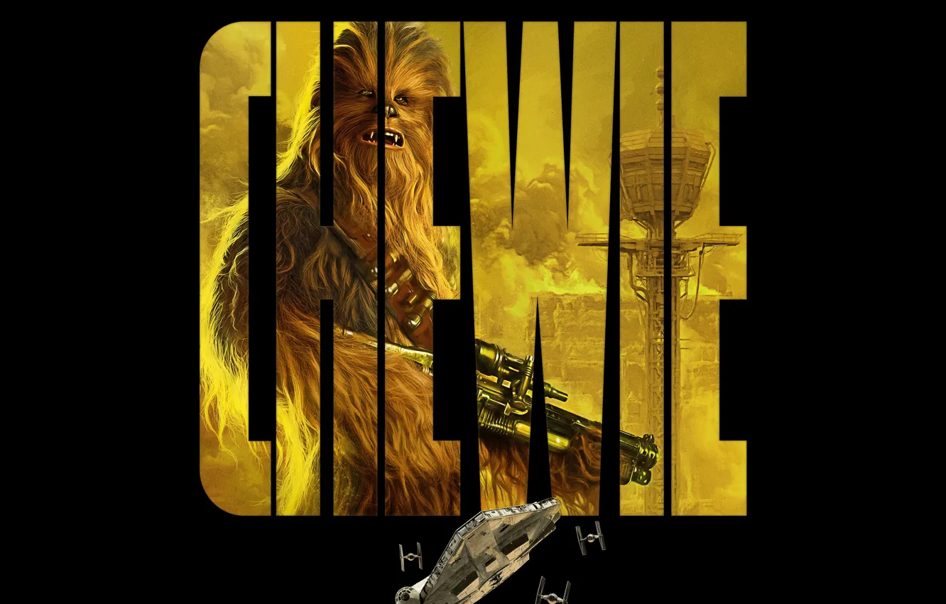 Photo wallpaper fiction, black background, poster, Chewie, Han Solo: Star Wars. History, Solo: A Star Wars Story