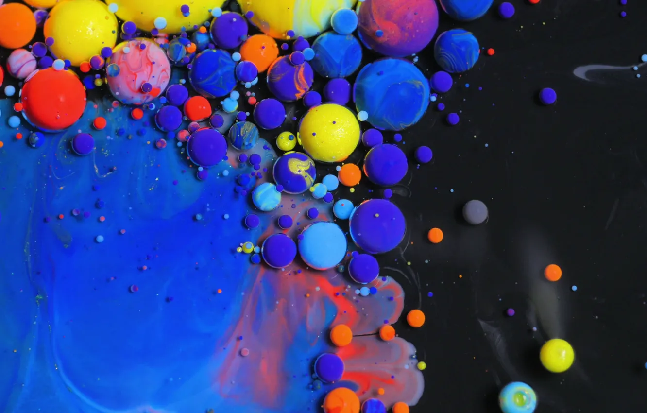 Photo wallpaper water, balls, paint