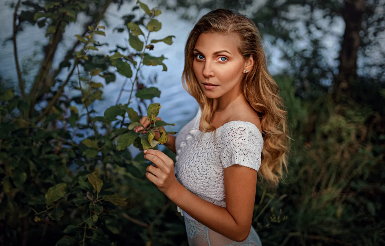 Photo wallpaper look, girl, nature, blonde, curls, Serge Zhodik