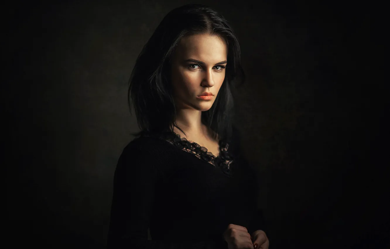 Photo wallpaper look, pose, background, model, portrait, makeup, brunette, hairstyle