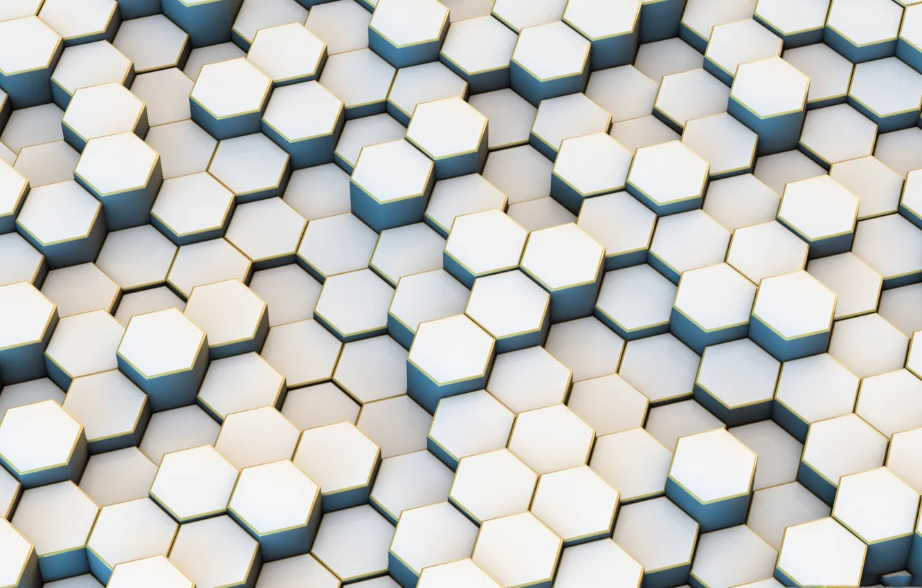 Photo wallpaper cell, hexagon, the volume, rendering