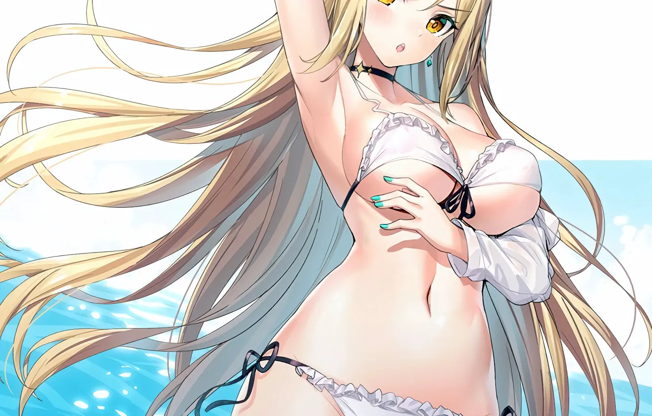 Photo wallpaper girl, sexy, Cameltoe, long hair, boobs, anime, beautiful, pretty