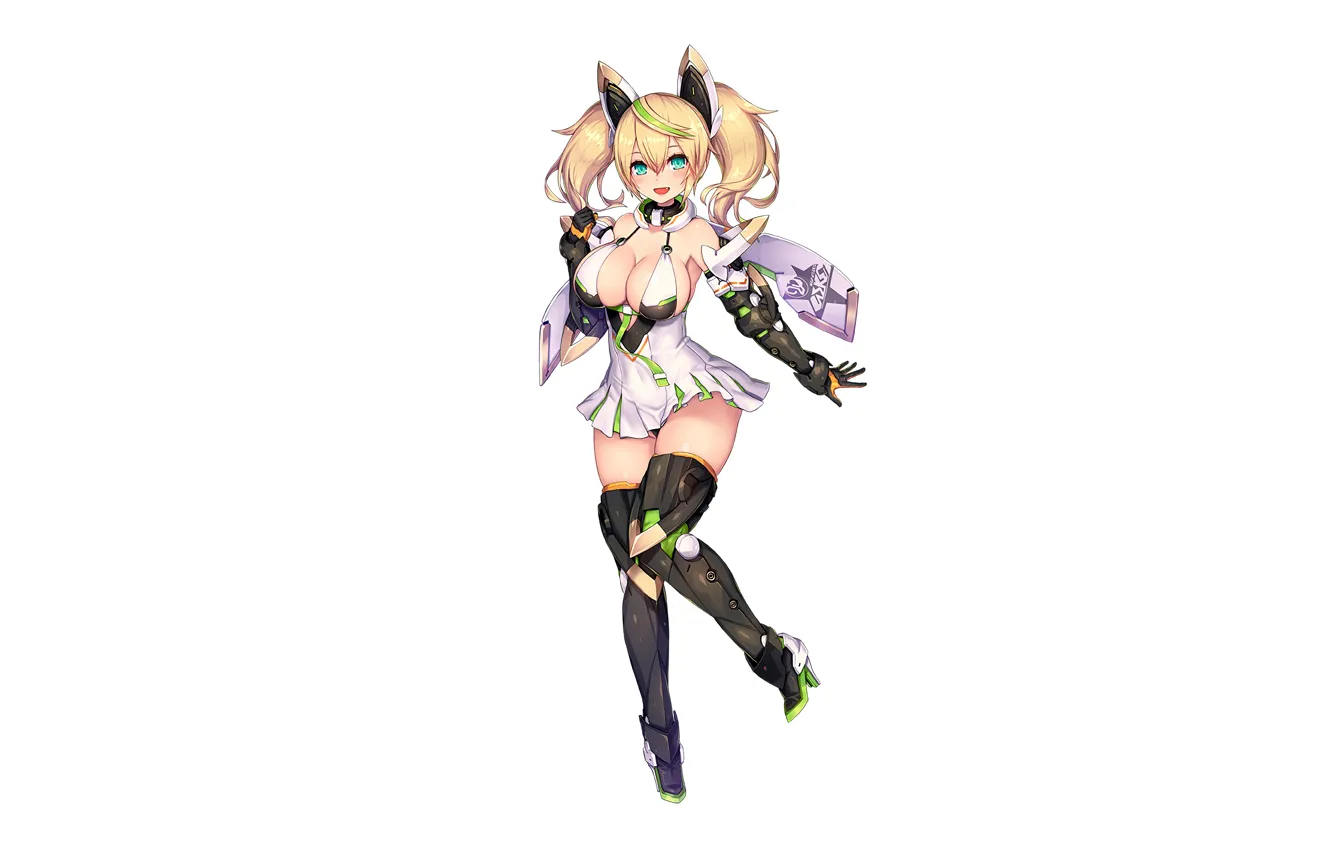 Photo wallpaper girl, sexy, cleavage, thighhighs, long hair, dress, boobs, anime