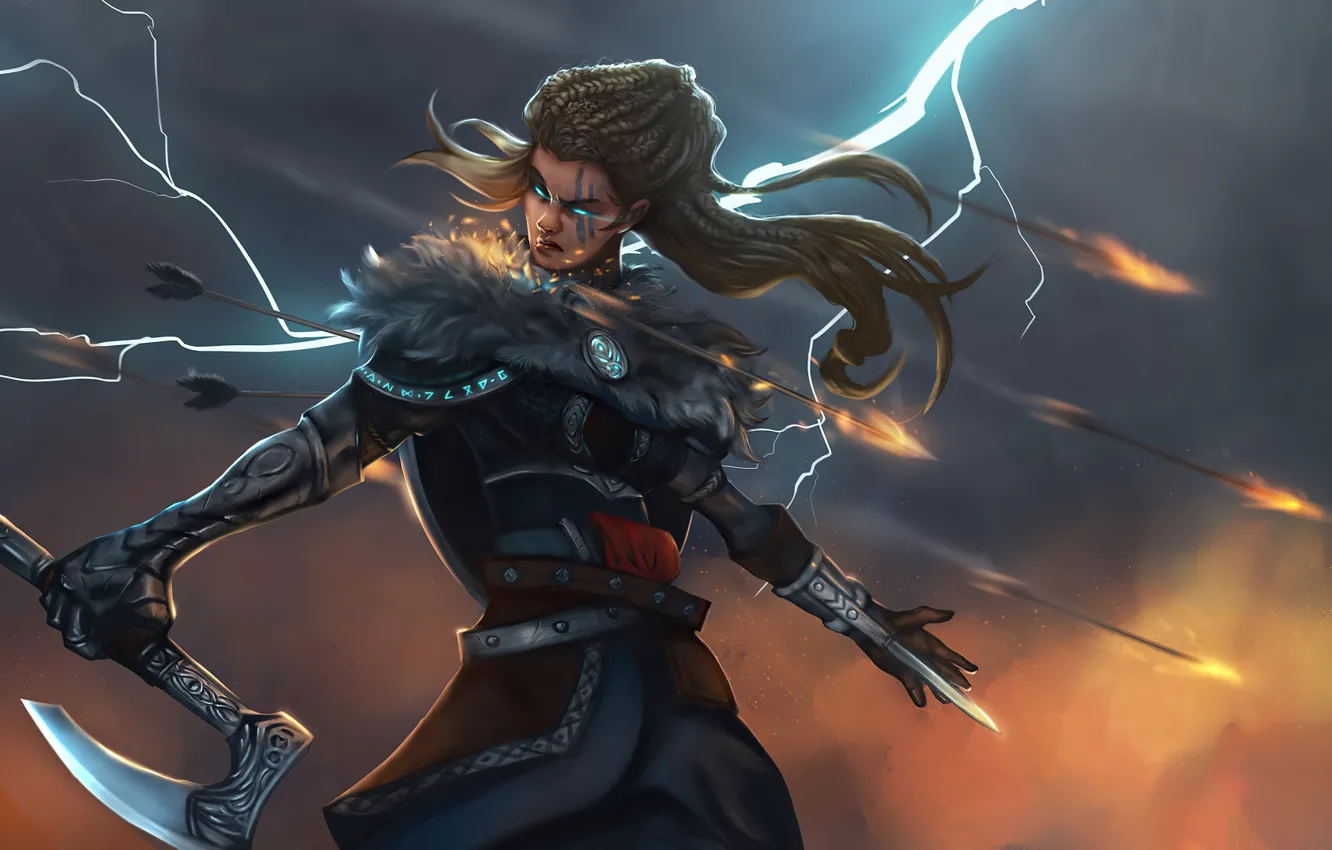 Photo wallpaper girl, The Vikings, Woman Warrior, Assassin's Creed Valhalla