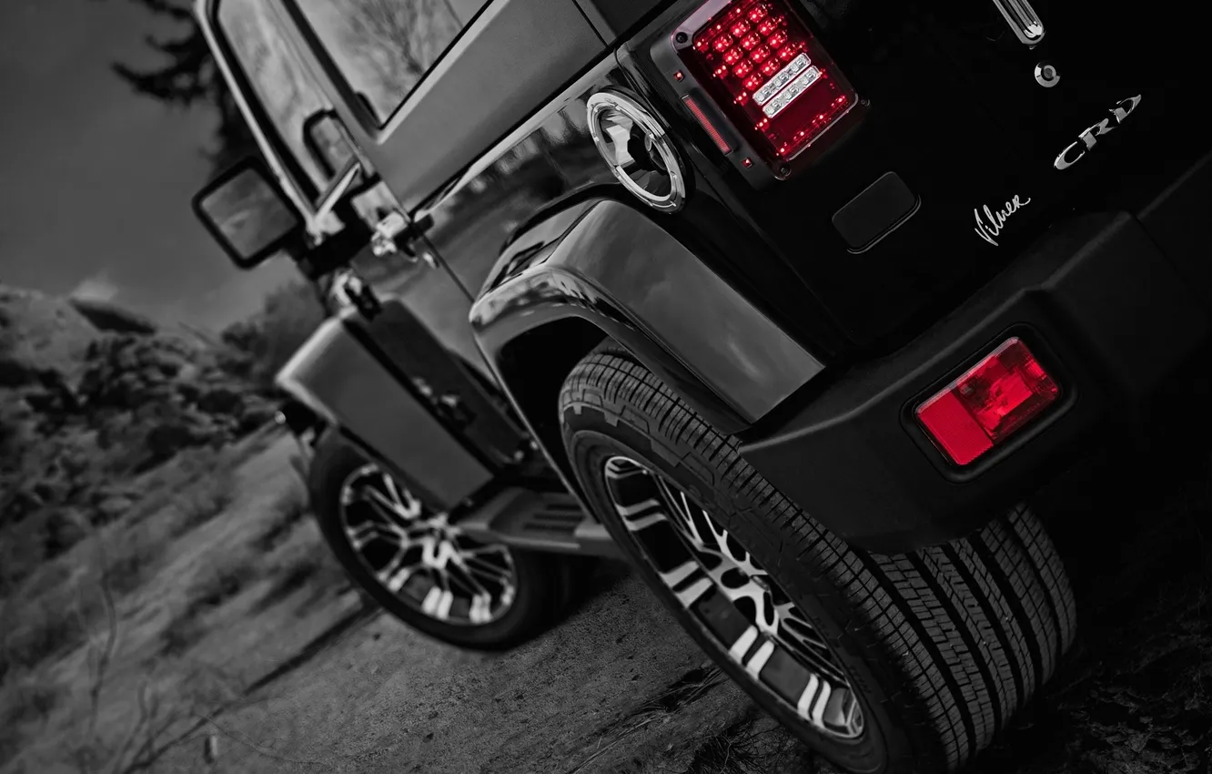 Photo wallpaper tuning, jeep, lights, SUV, drives, rear view, tuning, Wrangler