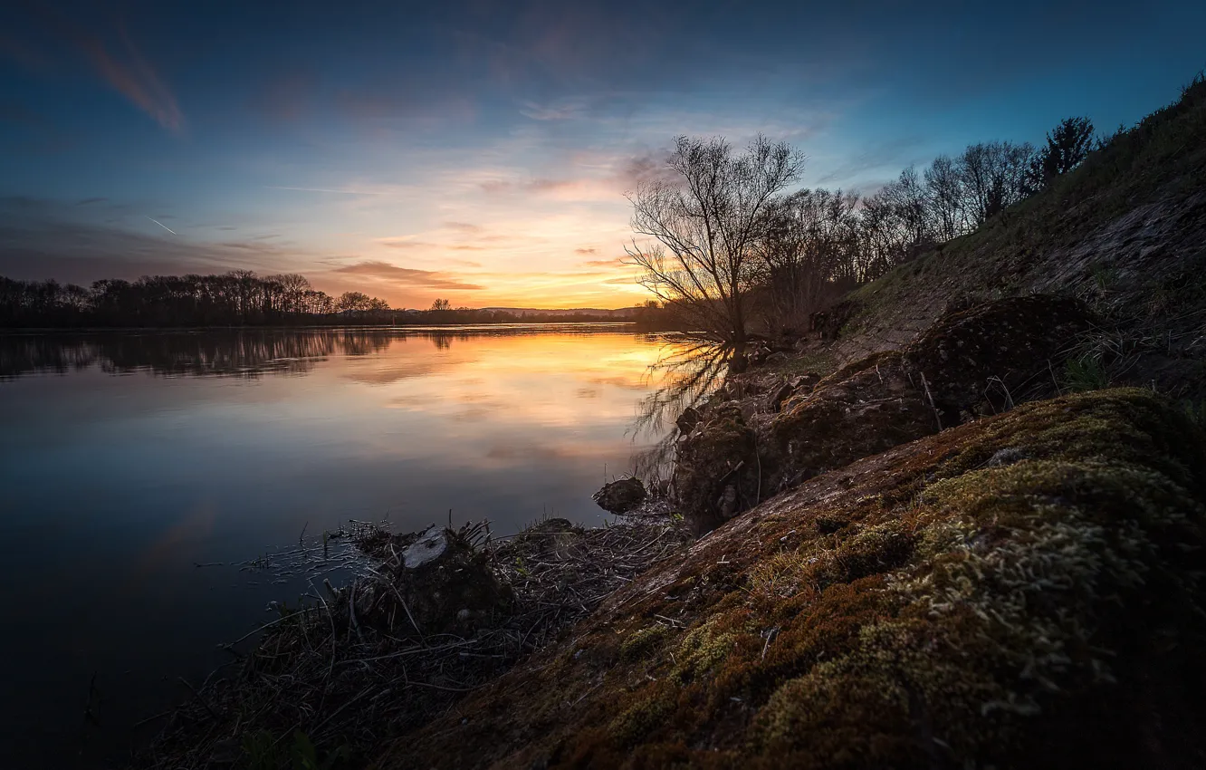 Photo wallpaper sunset, river, France, France, Trevi