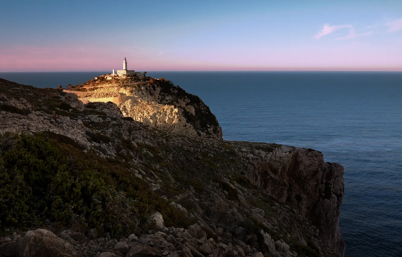 Photo wallpaper sea, rocks, lighthouse, Majorca, Faro de Formentor