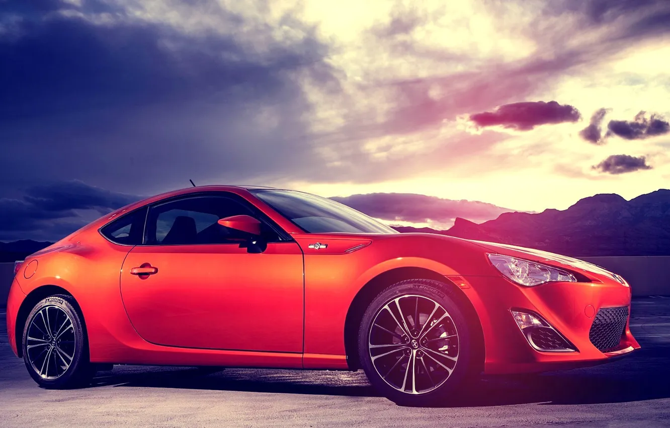 Photo wallpaper car, red, sports car, Subaru, subaru brz