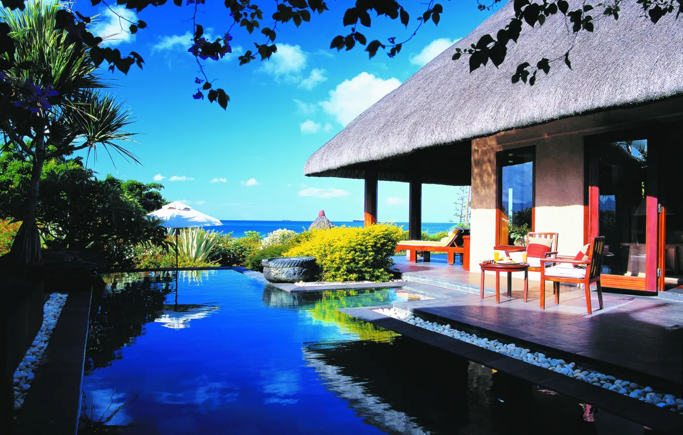 Photo wallpaper tropics, Villa, pool, exotic, by the ocean