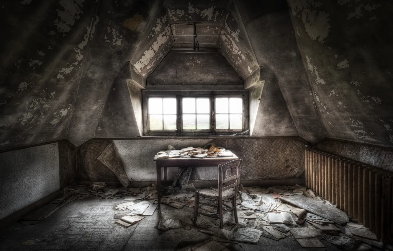 Photo wallpaper paper, table, room, chair