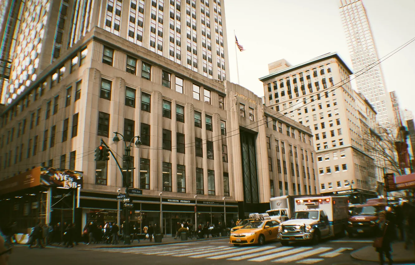 Photo wallpaper USA, New York, Manhattan, NYC, New York City, street, people, america