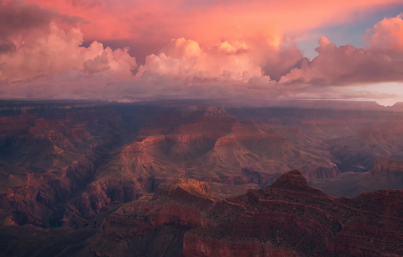 Photo wallpaper clouds, mountains, canyon, The Grand Canyon