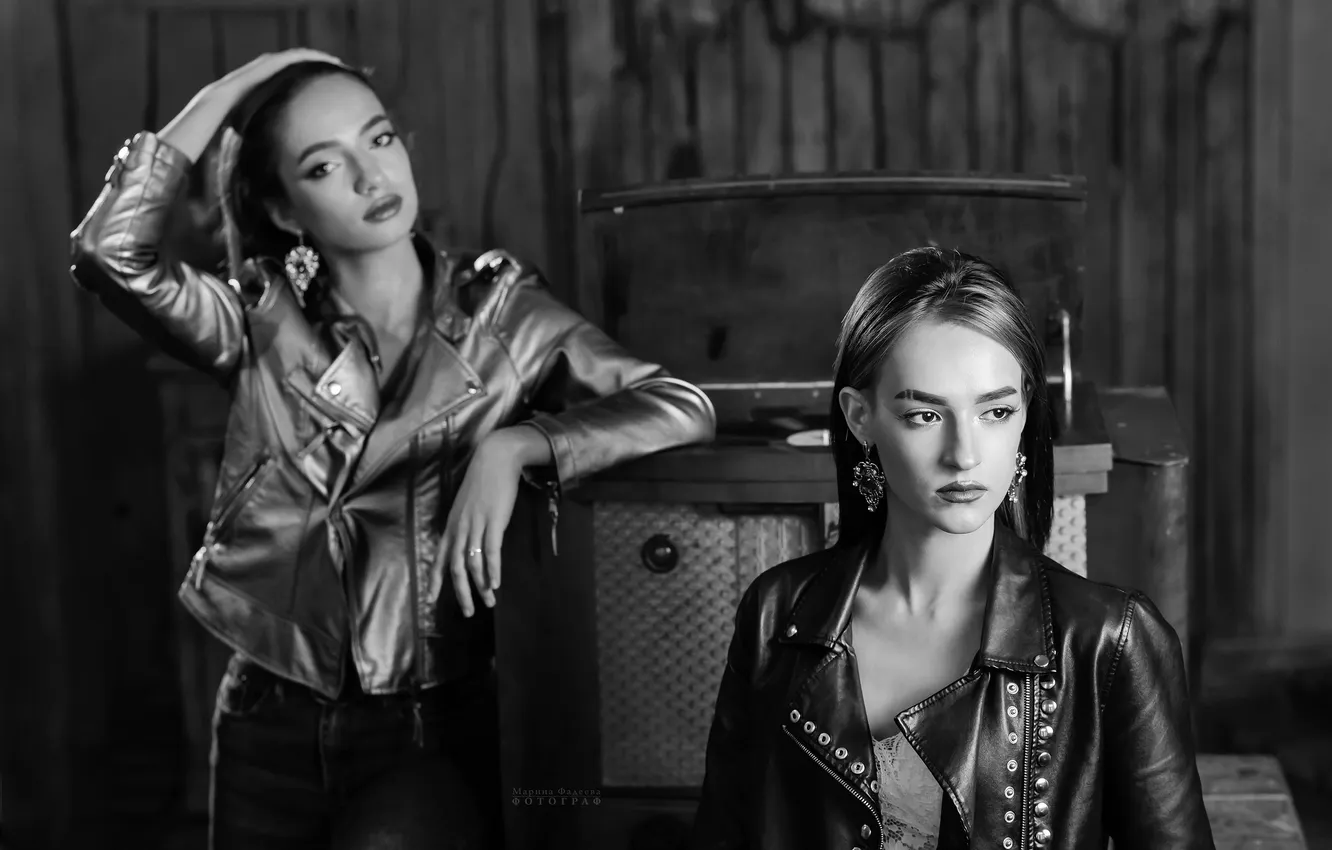 Photo wallpaper black and white, two, Marina Fadeeva