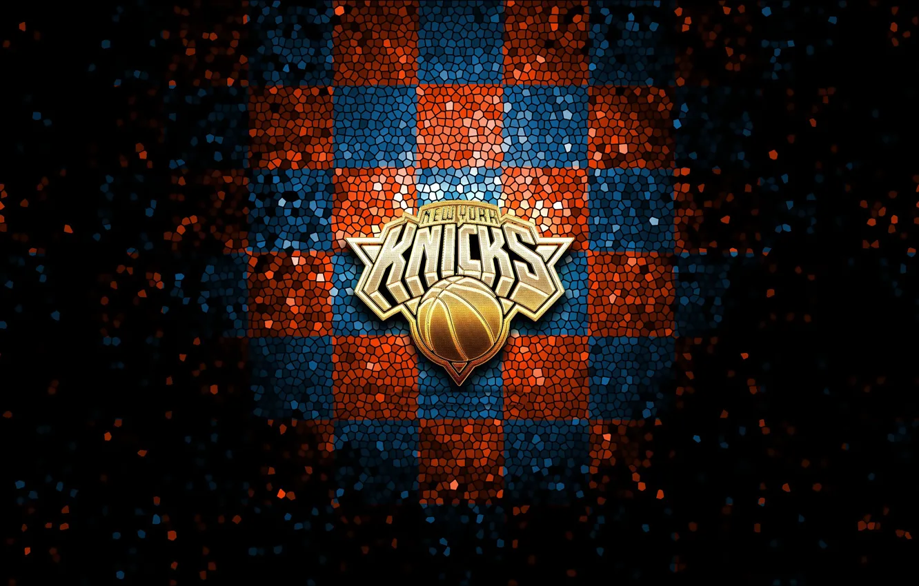 Photo wallpaper wallpaper, logo, basketball, NBA, Sport, New York Knicks, glitter, checkered