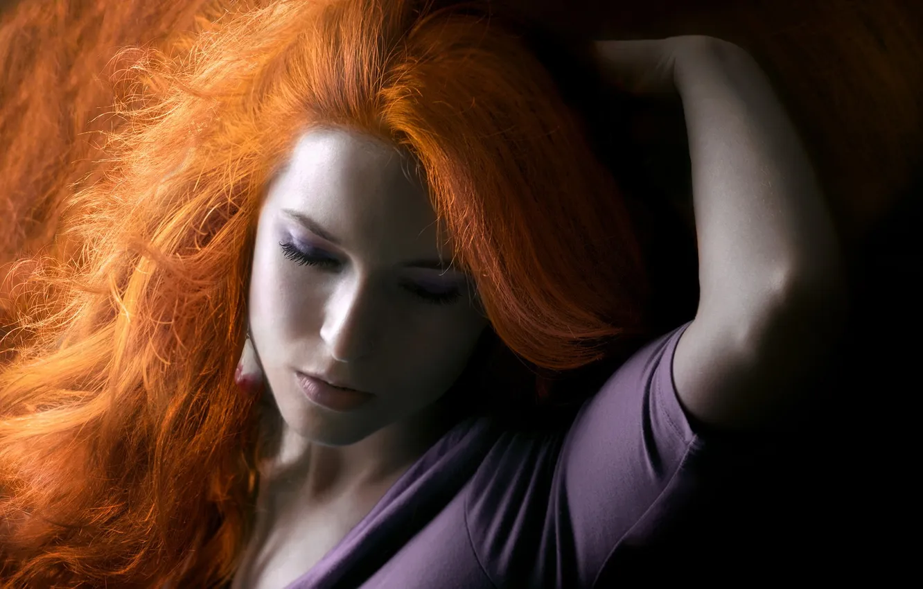 Photo wallpaper girl, hair, portrait