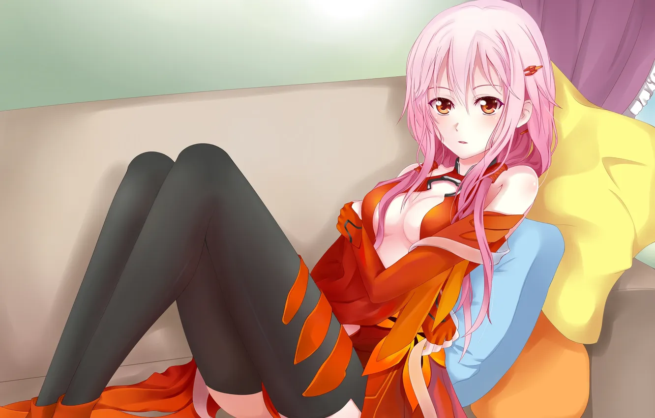 Photo wallpaper look, girl, sofa, guilty crown, Crown of guilt
