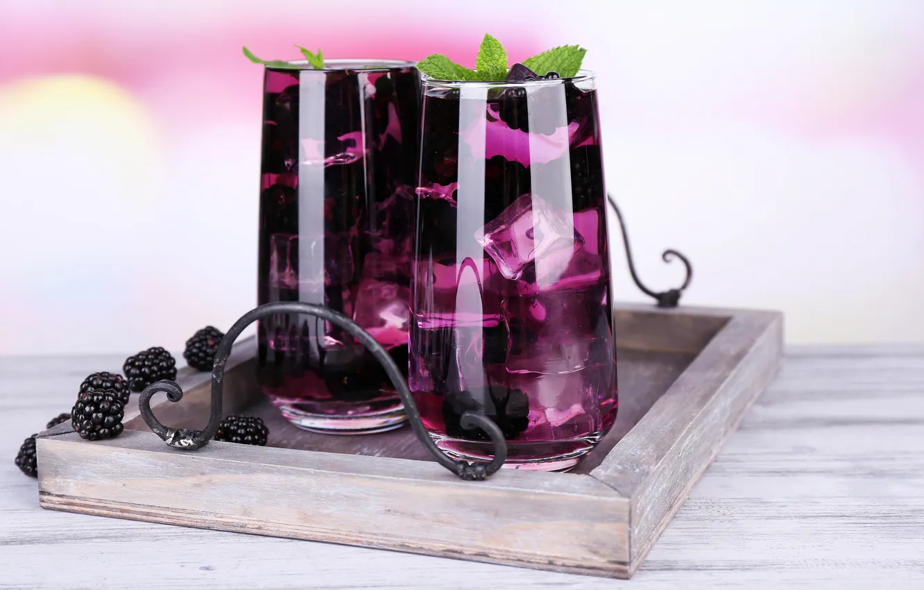 Photo wallpaper ice, cocktail, mint, BlackBerry