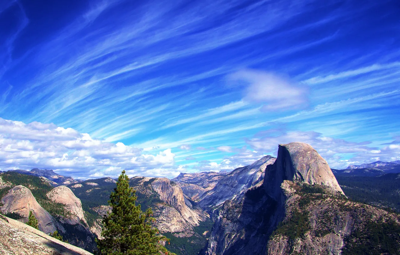 Photo wallpaper the sky, clouds, mountains
