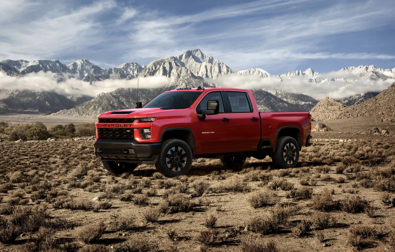 Photo wallpaper desert, Chevrolet, pickup, Silverado, 2020, 2500 Heavy Duty