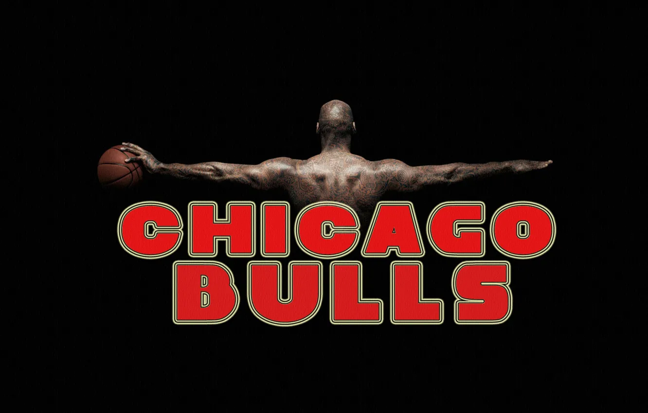 Photo wallpaper Red, Black, The ball, Basketball, Background, NBA, Chicago Bulls, Chicago Bulls