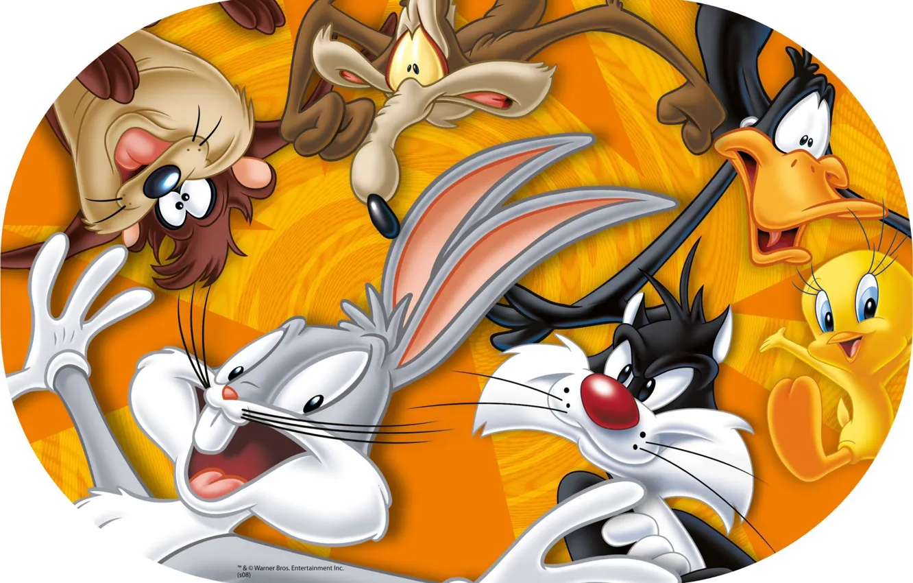 Photo wallpaper Daffy Duck, Foghorn Leghorn, Tweety, The Tasmanian devil, Daffy Duck, Looney Tunes, Bugs Bunny, Bugs …