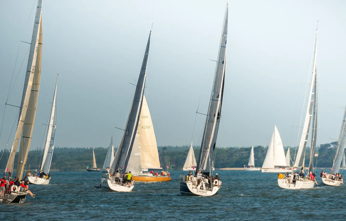 Photo wallpaper sea, the sky, race, boat, yacht, sail, regatta