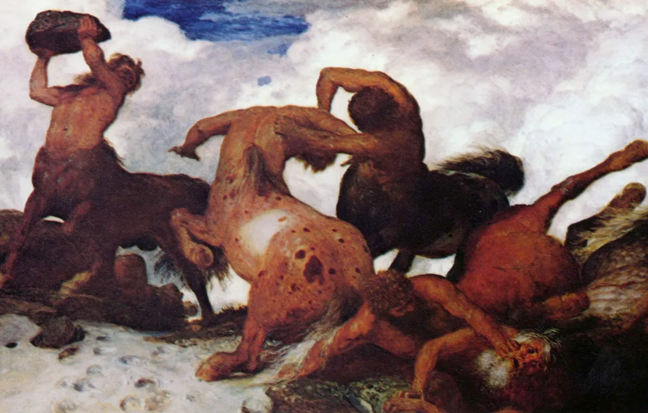 Photo wallpaper 1873, Symbolism, Arnold .. .. , Battle of centaurs