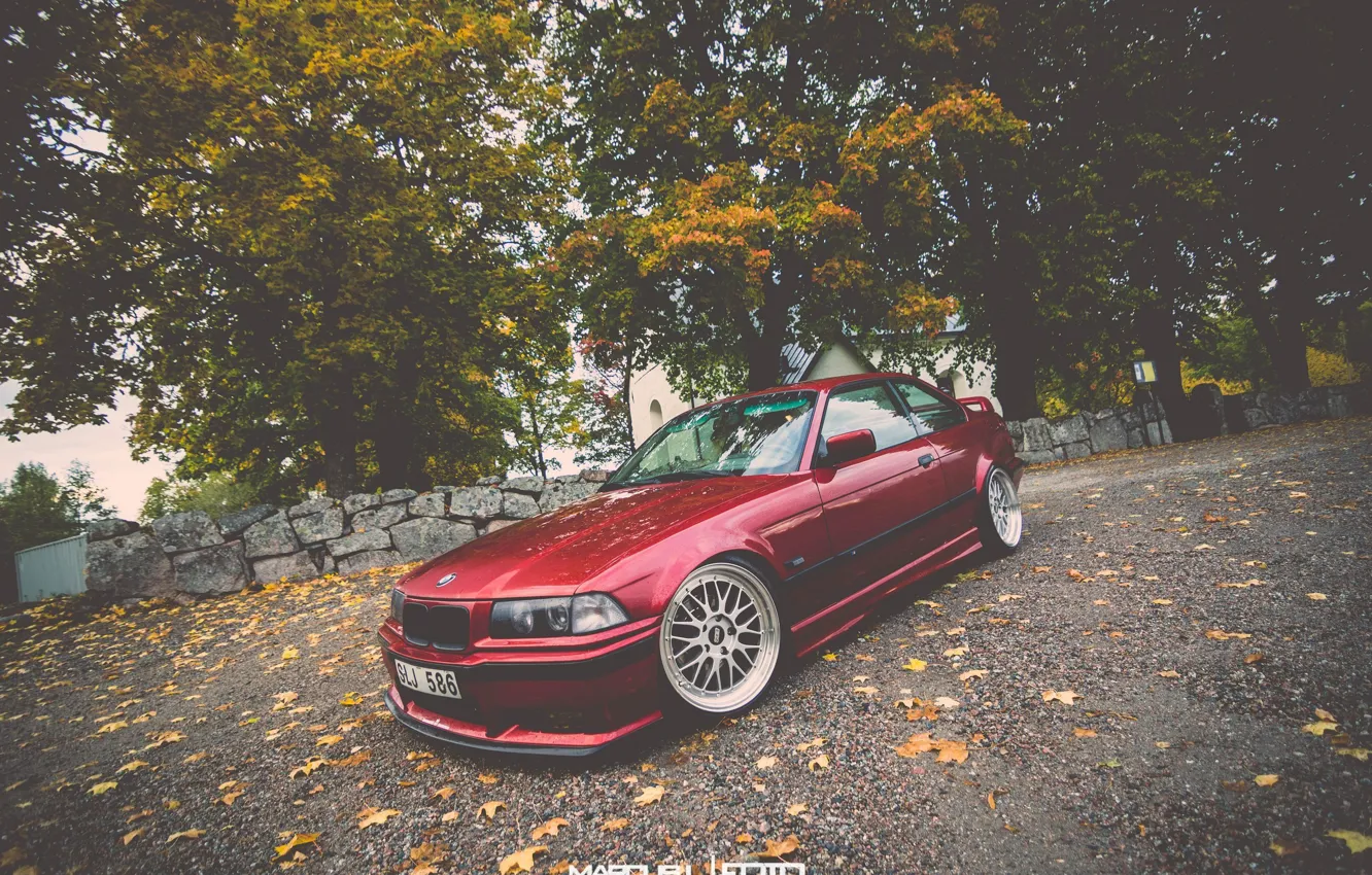 Photo wallpaper BMW, Red, Coupe, E36