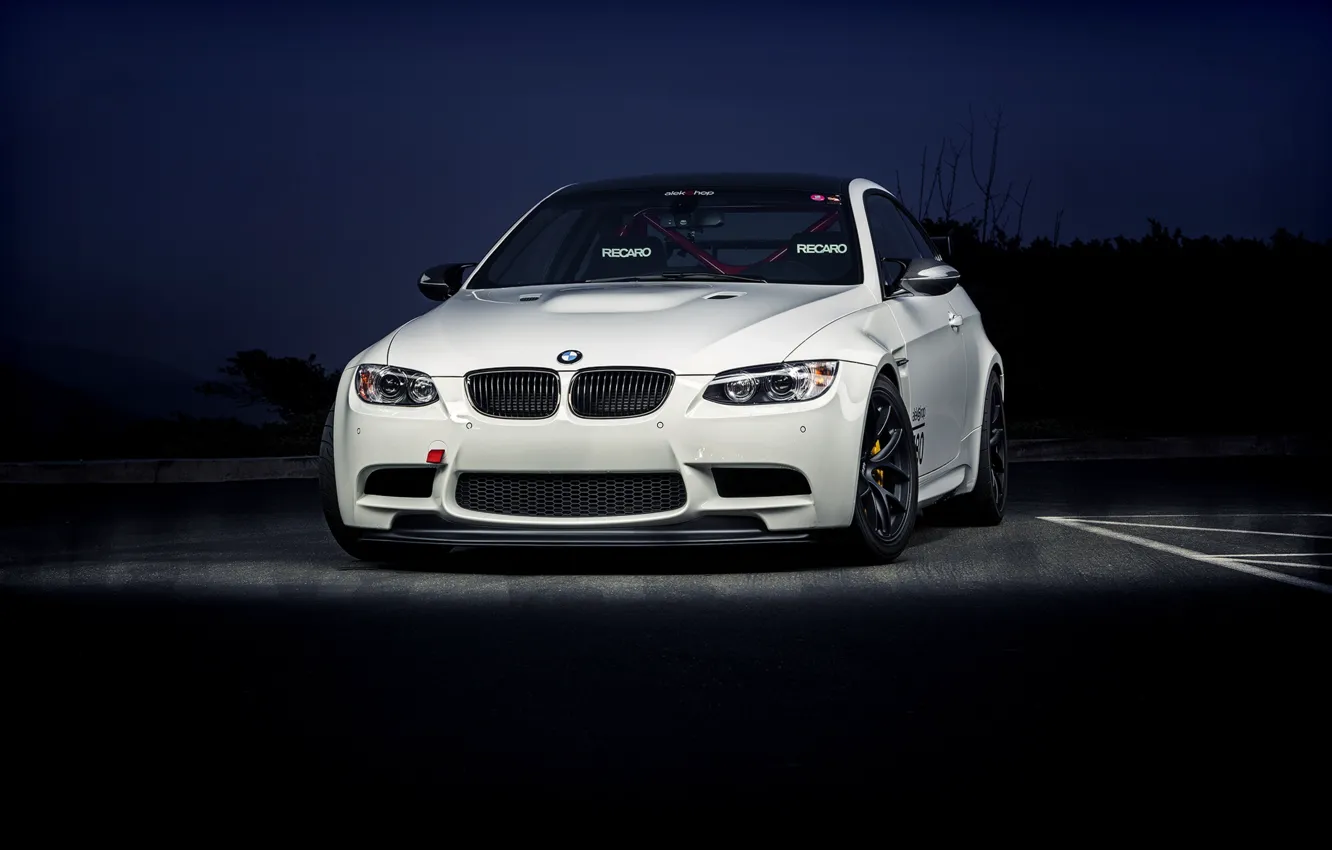 Photo wallpaper BMW, white, front, E92