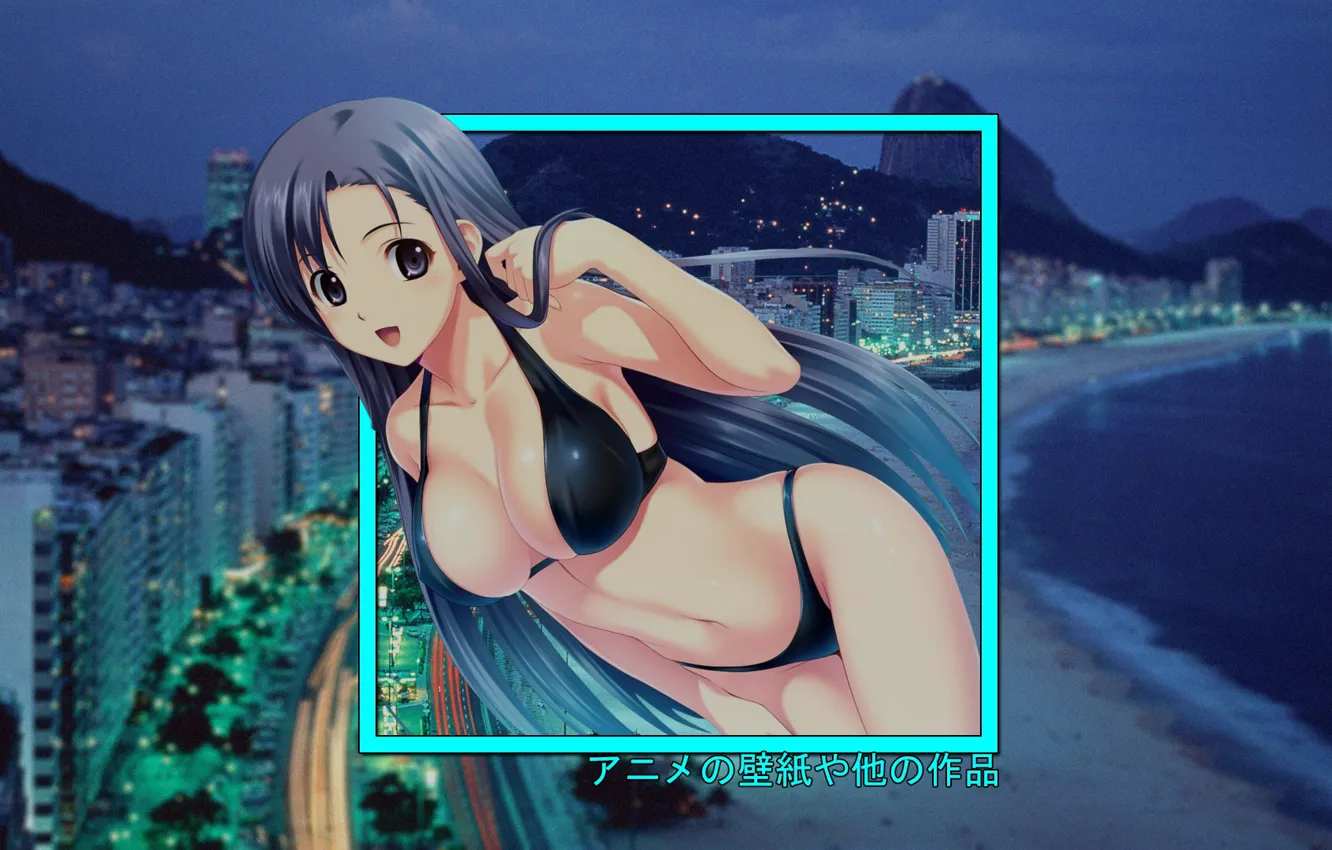 Photo wallpaper beach, swimsuit, girl, anime, madskillz